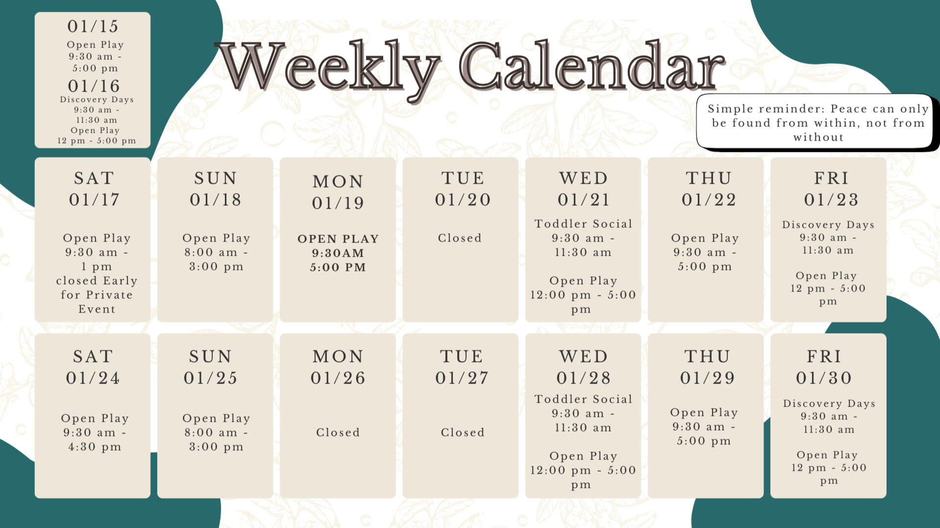 Weekly Schedule